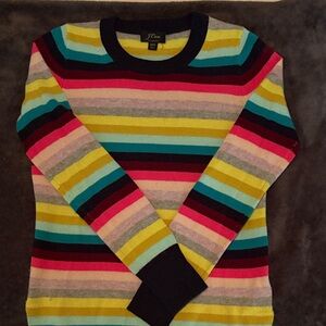 J. Crew Vibrant Cashmere Striped Crewneck Sweater